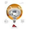 Инфракрасная лампа для обогрева животных и освещения Эра ИКЗ 220-250 R127 E27 Б0055440