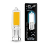 Лампа светодиодная Gauss G9 3.5W 4100K прозрачная 107809203