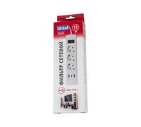Сетевой фильтр серии Uniel Standard. шнур 1.5м Пвс 3х0.75. 3 гнезда. с-з. 2USB+1TYPE C. 10A. 2500Вт.
