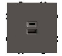 Розетка 2-местная USB + Type C (механизм) Stekker Эмили 250В 20W RST10-5115-09 антрацит soft touch 4
