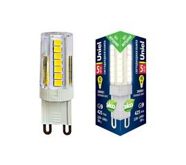 Лампа светодиодная (UL-00006748) Uniel G9 5W 3000K прозрачная LED-JCD-5W/3000K/G9/CL GLZ09TR
