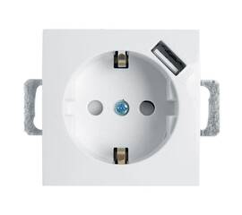 Розетка Stekker Эрна c/з 16A 250V с защитной шторкой и с USB белый PST16-9111-01 39318