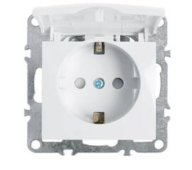 Розетка Stekker Эрна с/з 16A 250V с крышкой защитной шторкой белый PST16-9112-01 39319
