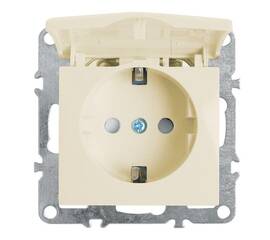 Розетка Stekker Эрна с/з 16A 250V с крышкой защитной шторкой слоновая кость PST16-9112-02 39330