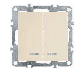 Выключатель двухклавишный Stekker Эрна с подсветкой слоновая кость PSW10-9102-02 39321