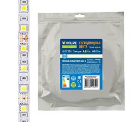 Светодиодная лента Volpe 4,8W/m 60LED/m 2835SMD теплый белый 5M ULS-Q320 2835-60LED/m-8mm-IP20-DC12V