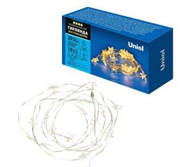 Гирлянда Uniel ULD-S1900-020/STB/2AA WARM WHITE IP20 STARS MINI