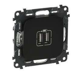Розетка USB двойная Legrand Valena Allure 240V/5V 1500mA антрацит 754998