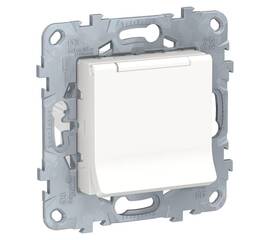 Розетка Schneider Electric Unica New с/з со шторками, с крышкой 16A 250V NU503718TA