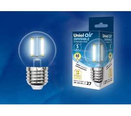 Лампа светодиодная филаментная (UL-00002871) Uniel E27 5W 4000K LED-G45-5W/NW/E27/CL/DIM GLA01TR