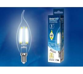 Лампа светодиодная филаментная (UL-00002865) Uniel E14 5W 4000K LED-CW35-5W/NW/E14/CL/DIM GLA01TR