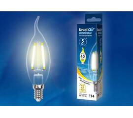 Лампа светодиодная филаментная (UL-00002863) Uniel E14 5W 3000K LED-CW35-5W/WW/E14/CL/DIM GLA01TR