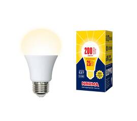 Лампа светодиодная (UL-00004469) Volpe E27 25W 3000K матовая LED-A70-25W/3000K/E27/FR/NR