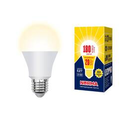 Лампа светодиодная (UL-00004030) Volpe E27 20W 3000K матовая LED-A65-20W/WW/E27/FR/NR