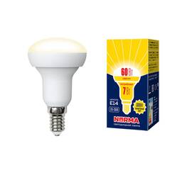 Лампа светодиодная (UL-00003845) Volpe E14 7W 3000K матовая LED-R50-7W/WW/E14/FR/NR