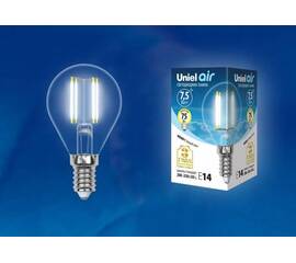Лампа светодиодная филаментная (UL-00003254) Uniel E14 7,5W 4000K прозрачная LED-G45-7,5W/NW/E14/CL