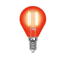 Лампа светодиодная филаментная (UL-00002985) Uniel E14 5W красный LED-G45-5W/RED/E14 GLA02RD