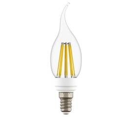Лампа светодиодная филаментная Lightstar LED Filament Е14 6W 4000K свеча на ветру прозрачная 933604