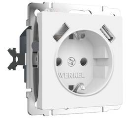 Розетка с заземлением, шторками и USBх2 Werkel 4690389191992 W1171561 a062406