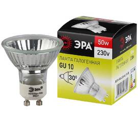 Лампа галогенная Эра GU10 50W 3000K GU10-JCDR (MR16) -50W-230V C0027386