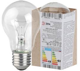 Лампа накаливания Эра E27 40W A50 40-230-Е27 (гофра) Б0039117