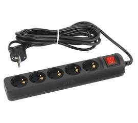 Удлинитель ЭРА UX-5es-5m-B 5 розеток 5 м ПВС 3x0,75мм2 10А черный Б0057732