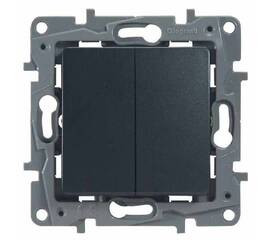 Переключатель двухклавишный Legrand Etika 10A 250V антрацит 672612