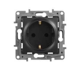Розетка 2К+З Legrand Etika 16A 250V со шторками немецкий стандарт антрацит 672622