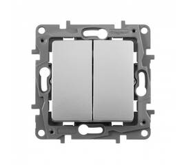 Выключатель двухклавишный Legrand Etika 10A 250V алюминий 672402