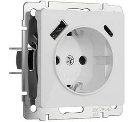 Розетка с заземлением, шторками и USB тип A+C Werkel 4690389197345 W1171741 a064014