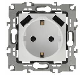 Розетка Эра Elegance 2P+E 16A-250В с защитной шторкой и 2xUSB 5В-3А 14-4109-01 Б0047867