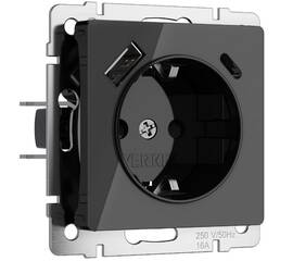 Розетка с заземлением, шторками и USB тип A+C Werkel 4690389197741 W1171748 a064044