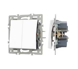 Механизм выключателя двухклавишный непроходной Arlight SWT-MK02-PL-WH (250V, 16A) 043724
