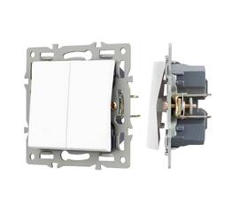 Механизм выключателя двухклавишный проходной Arlight SWT-MKP2-PL-WH (250V, 16A) 043727