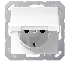 Розетка Schuko с крышкой Jung EP1420KLWWM