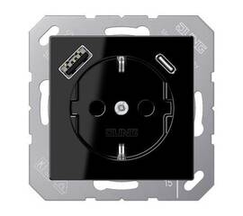 Розетка 2K+З USB Typ AC Jung A1520-15CASW