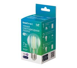 Лампа светодиодная умная Uniel LED-A60-7W/SW/E27/230V/WF/CL GLS81TR UL-00011656