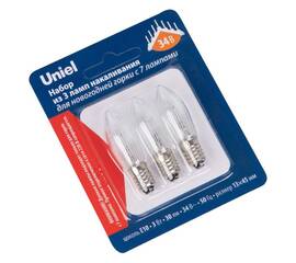 Лампа накаливания Uniel IL-CT13-CL-03/E10/34V SET3 BLISTER UL-00010985