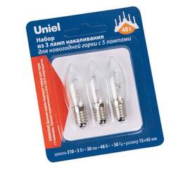 Лампа накаливания Uniel IL-CT13-CL-03/E10/48V SET3 BLISTER UL-00010986