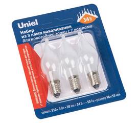 Лампа накаливания Uniel IL-CW16-FR-03/E10/34V SET3 BLISTER UL-00010987