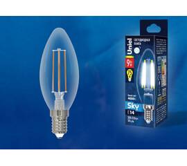 Лампа светодиодная Uniel LED-C35-9W/4000K/E14/CL PLS02WH картон UL-00005161