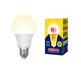 Лампа светодиодная Volpe Norma LED-A60-7W/3000K/E27/FR/NR картон UL-00005619