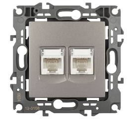 Розетка компьютерная двойная RJ45 Эра 12-3108-16 Б0065665