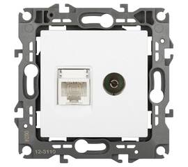 Розетка комбинированная RJ45+TV Эра 12-3110-01М Б0065691
