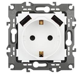 Розетка со шторами и 2 USB Эра 12-4109-01М Б0065728