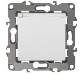 Розетка 2P+E Schuko со шторками с крышкой Эра 12-2103-01 Б0014693