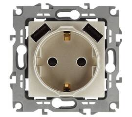 Розетка 2P+E со шторками и 2xUSB Эра 12-4109-04 Б0047843