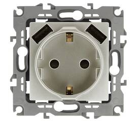 Розетка 2P+E со шторками и 2xUSB Эра 12-4109-15 Б0047849