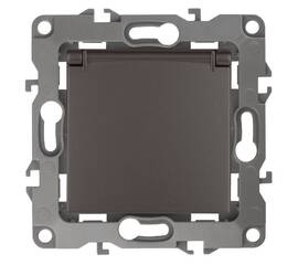 Розетка 2P+E Schuko со шторками с крышкой Эра 12-2103-13 Б0019328