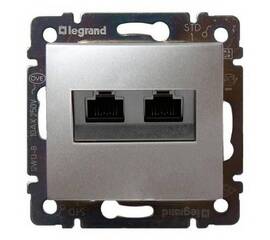 Розетка компьютерная 2хRJ45 Legrand Valena 6 кат UTP с захватами алюминий 770247